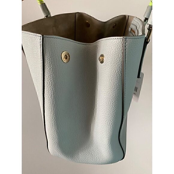 Anya Hindmarch Small Ebury Leather Tote Bag Light Blue Gray Neon Cord Handles - Picture 9 of 16